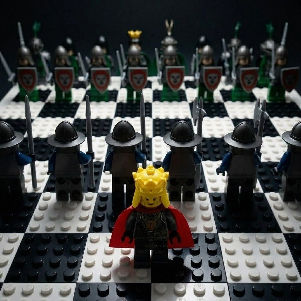 Knights Battle Chess Set - Blue vs Green Minifigure Armies
