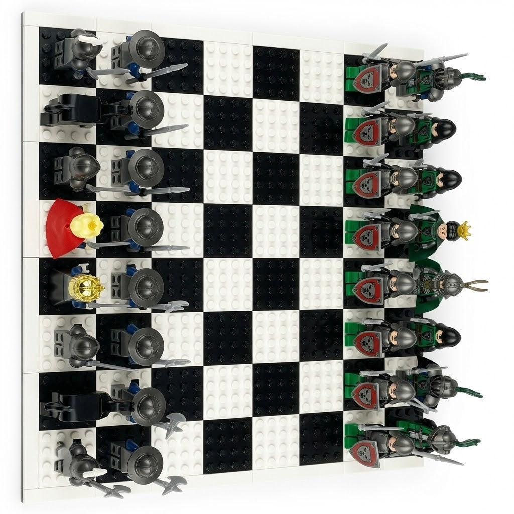 Knights Battle Chess Set - Blue vs Green Minifigure Armies
