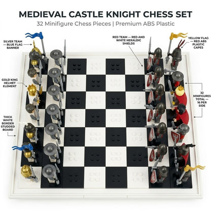 Knights Battle Chess Set - White vs Red Minifigure Armies