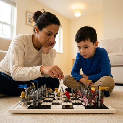 Knights Battle Chess Set - White vs Red Minifigure Armies