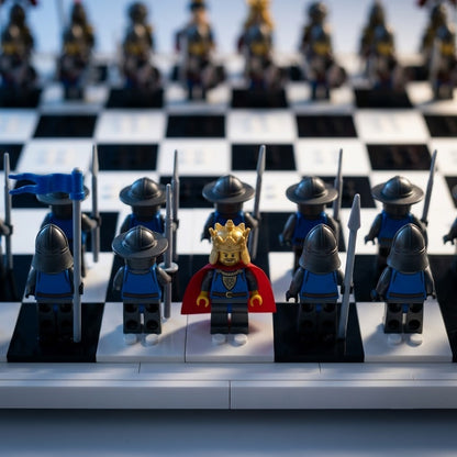 Knights Battle Chess Set - Blue vs Crimson Minifigure Armies