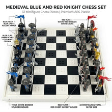 Knights Battle Chess Set - Blue vs Crimson Minifigure Armies