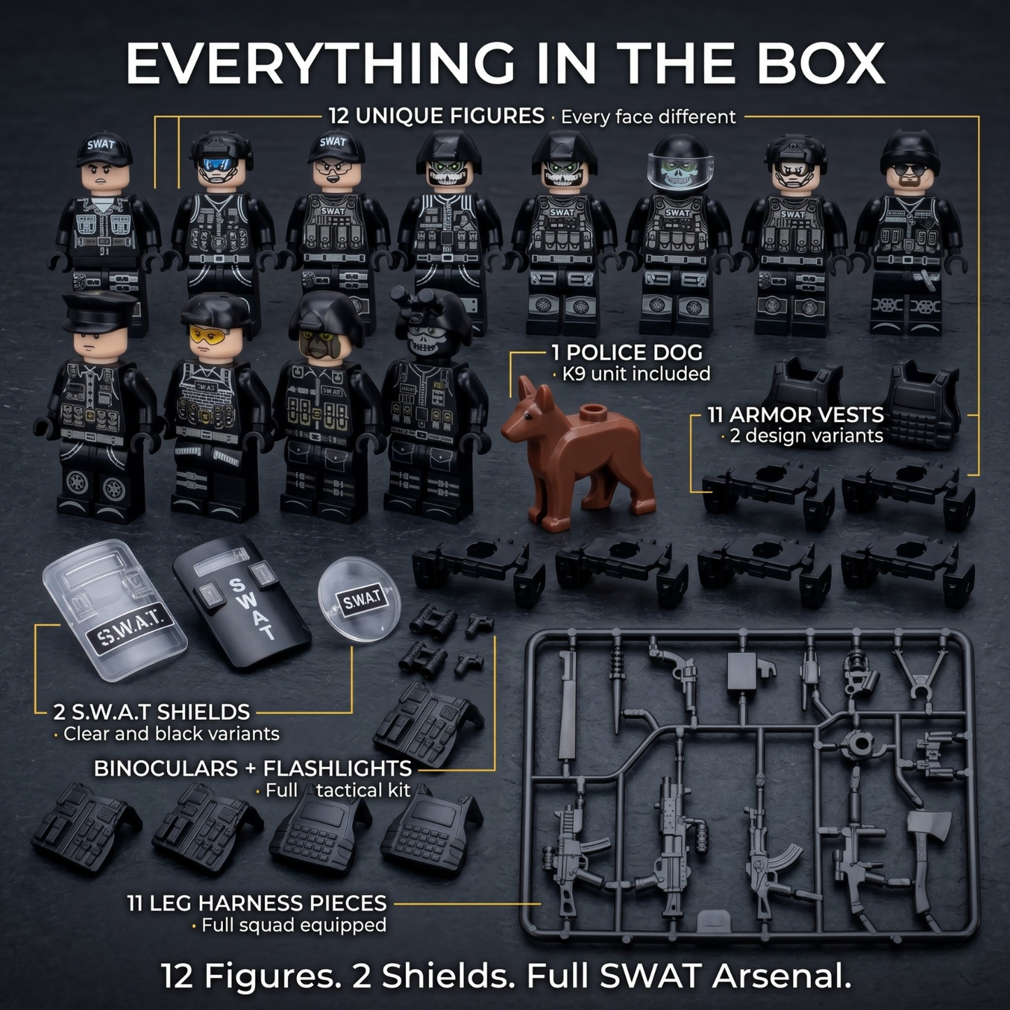 SWAT Police Minifigures Mega Set — 12 Figures