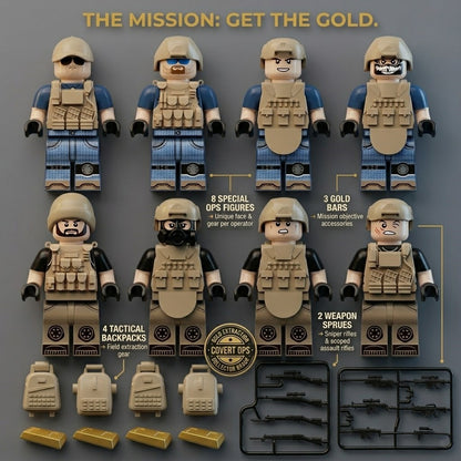 Special Forces Operator Minifigures + Gold Bar Props