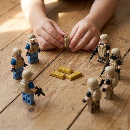 Special Forces Operator Minifigures + Gold Bar Props