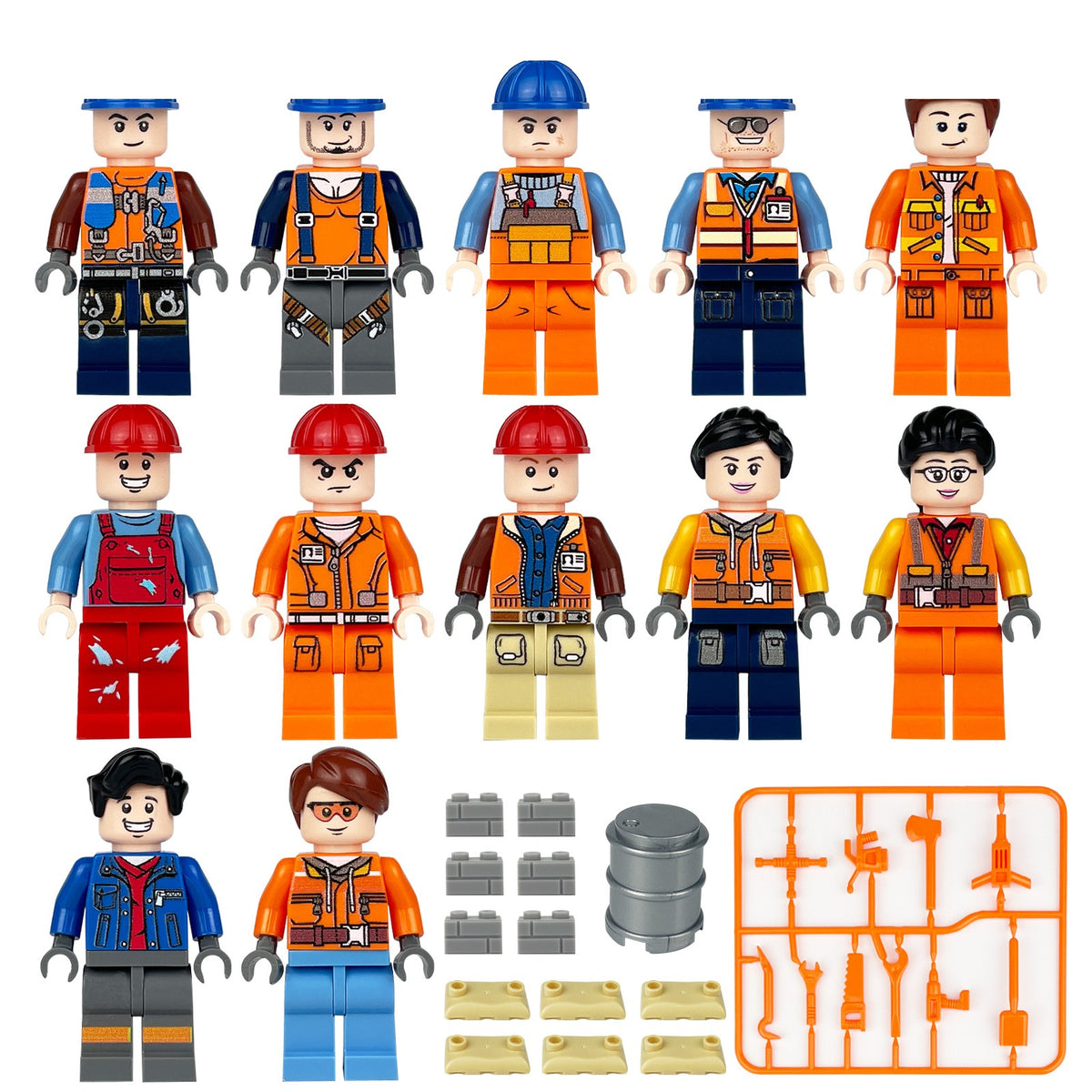Construction Workers 12 Figure Job Site Set
