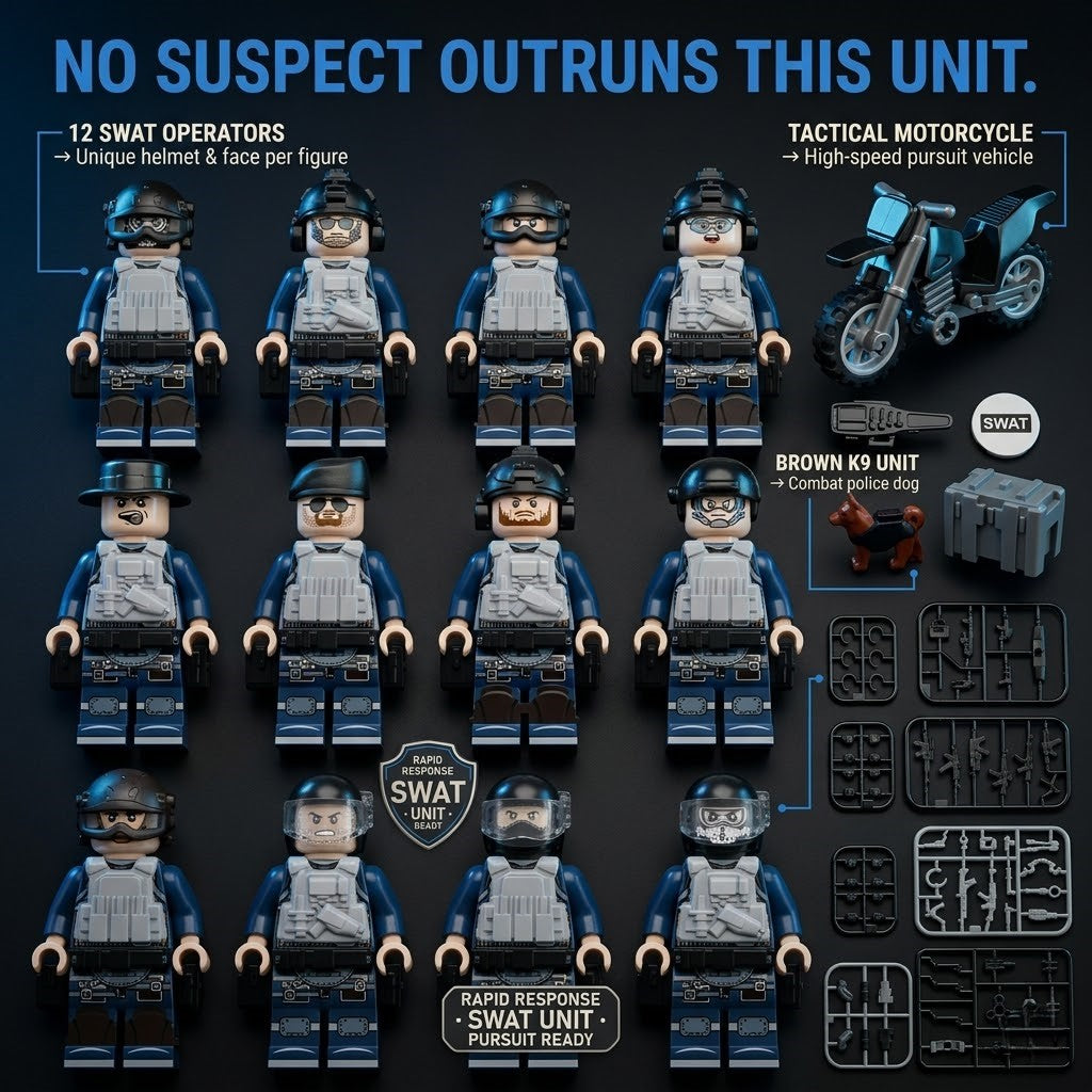 SWAT Squad 12-Figure Mega Set + Motorcycle