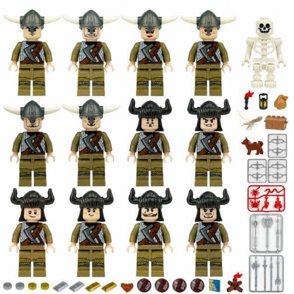Viking Warriors 12 Figure Army Set with Skeleton with complete figures and accessories