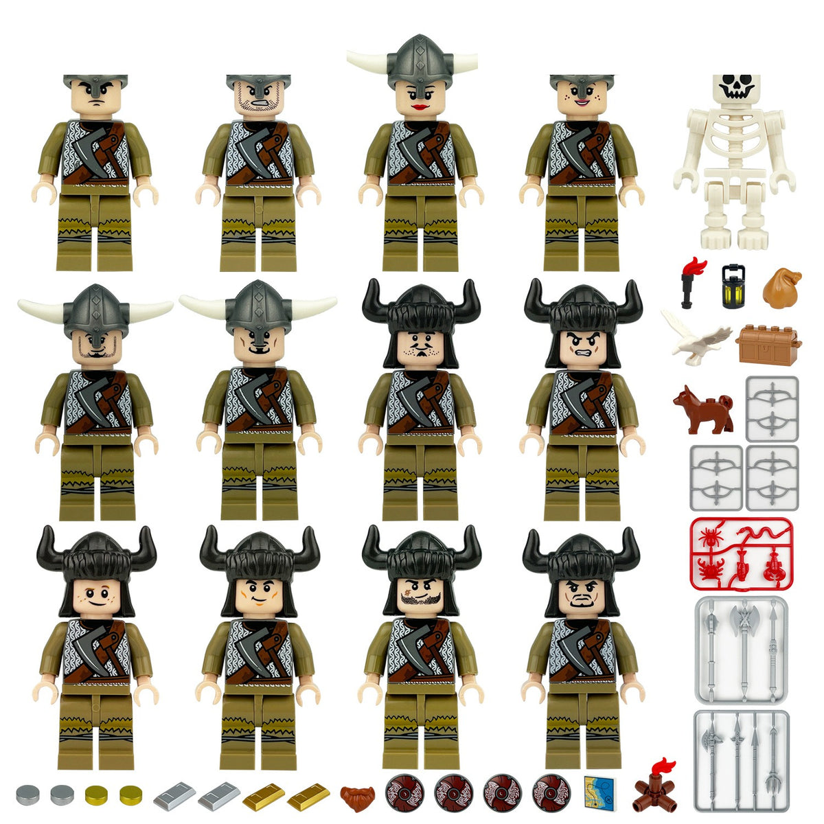 Viking Warriors 12 Figure Army Set with Skeleton