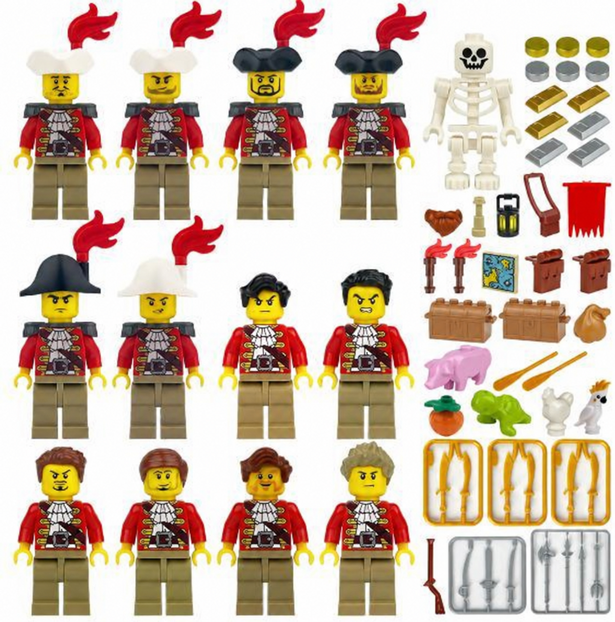 Redcoat Marine Pirates 12 Figure Set with Skeleton with complete figures and accessories