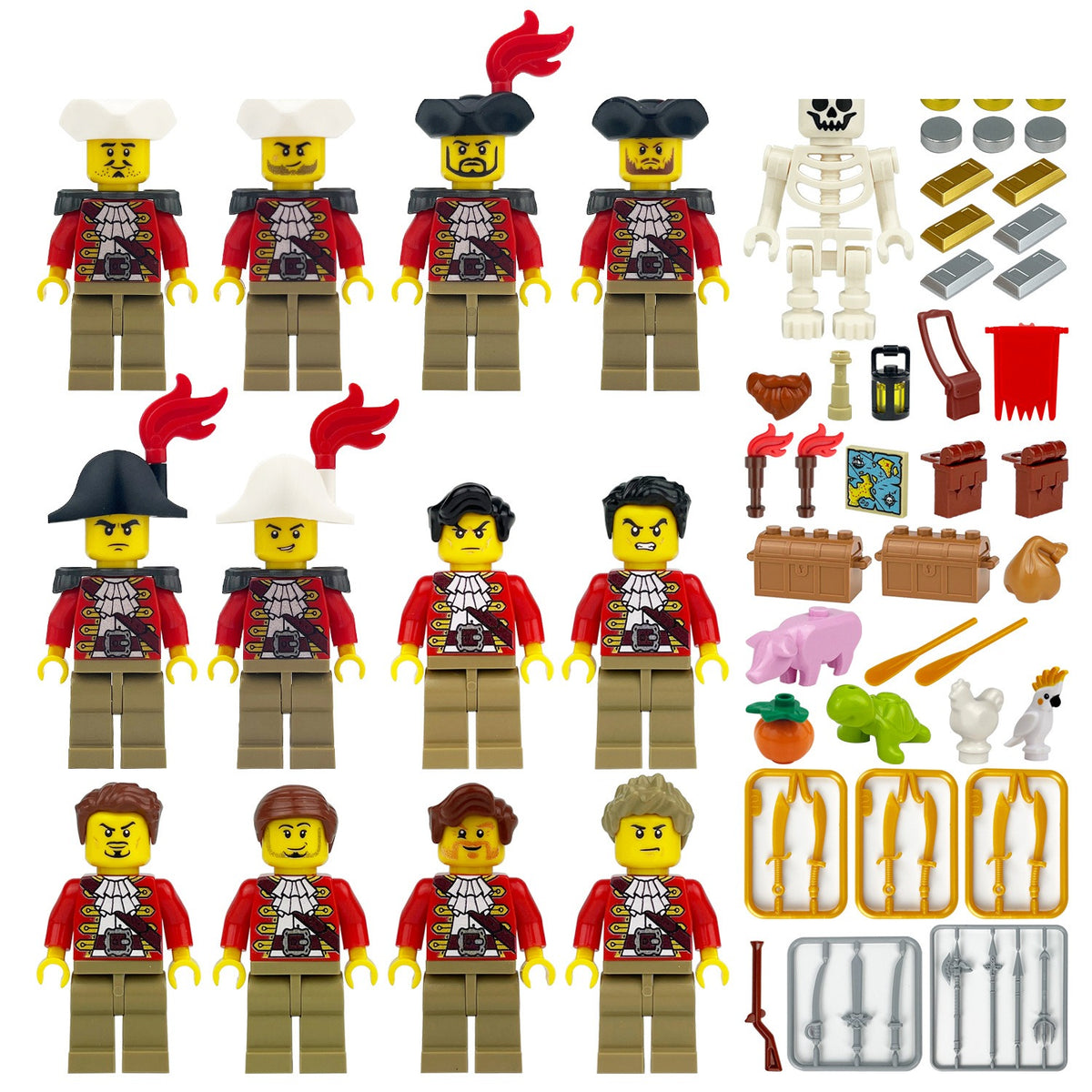 Redcoat Marine Pirates 12 Figure Set with Skeleton