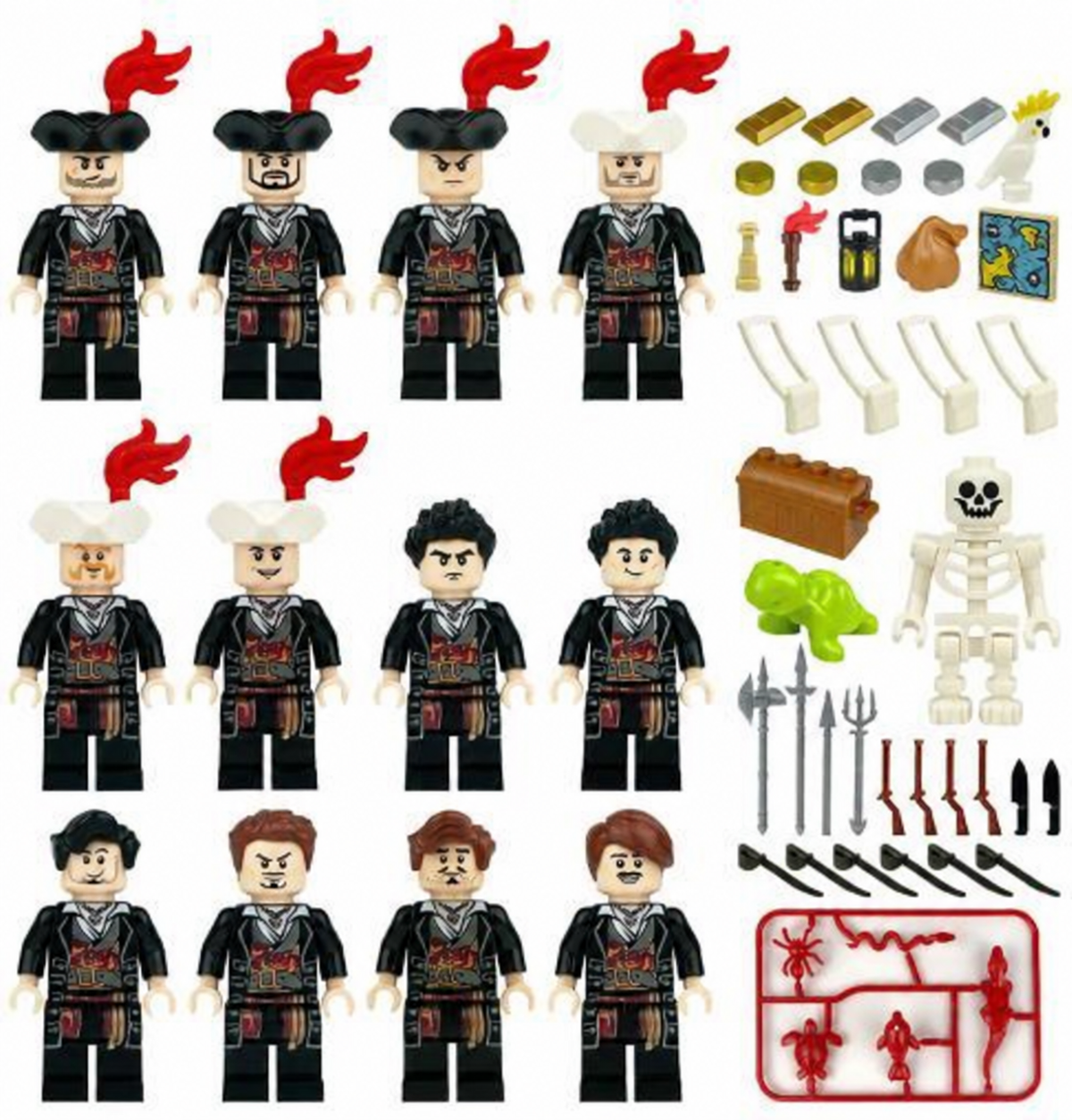 Pirate Captains 12 Figure Crew Set with complete figures and accessories