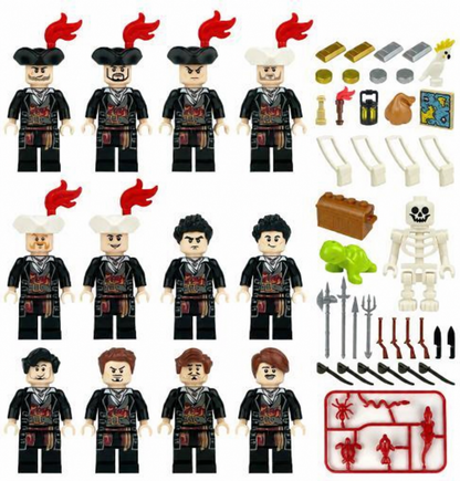 Pirate Captains 12 Figure Crew Set with complete figures and accessories