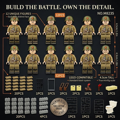 WWII Soviet Soldier Minifigures 12-Figure Historical Set