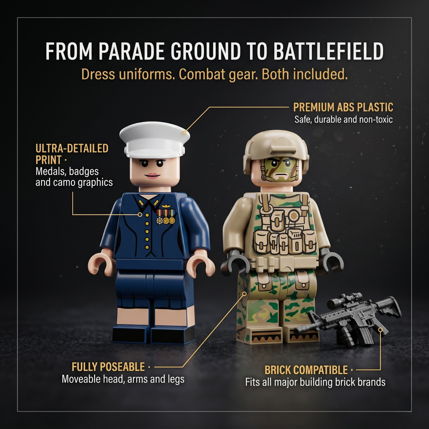 US Marines Minifigures Set — 4 Combat Figures