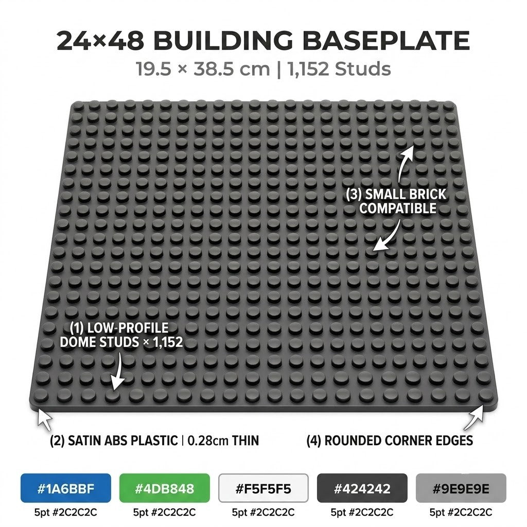 24x48 Baseplate - Small Brick Building Base (19.5 x 38.5 cm)