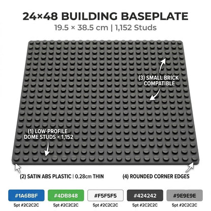 24x48 Baseplate - Small Brick Building Base (19.5 x 38.5 cm)