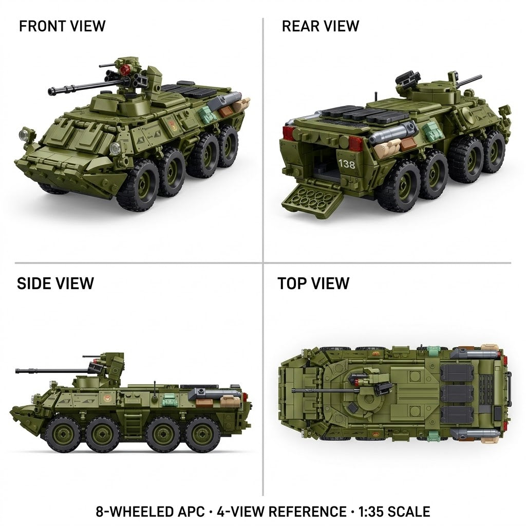 8-Wheel Armored Vehicle Building Brick Model