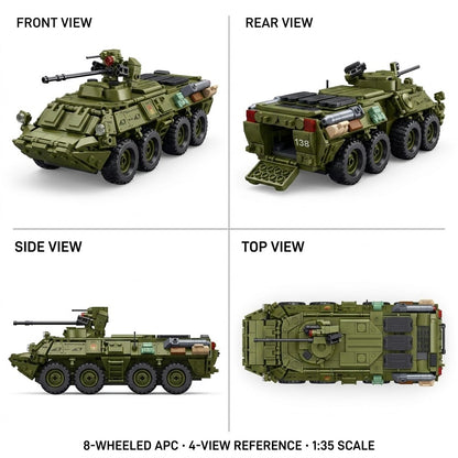 8-Wheel Armored Vehicle Building Brick Model
