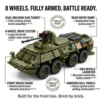 8-Wheel Armored Vehicle Building Brick Model