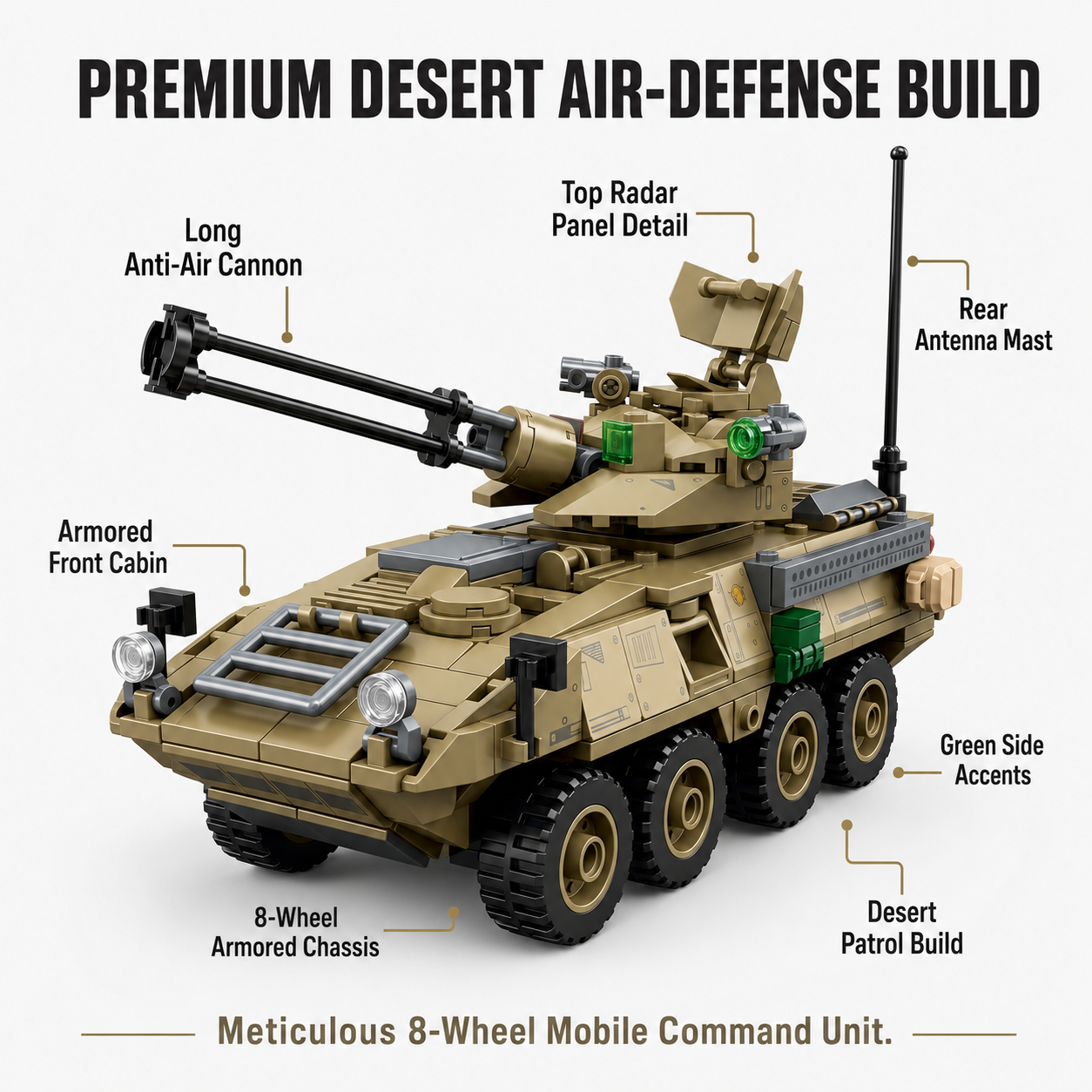 Premium Desert Air-Defense Building Brick Vehicle Set