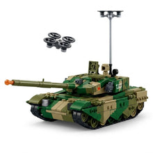 Camouflage Battle Tank with Surveillance Drone Building Brick Model