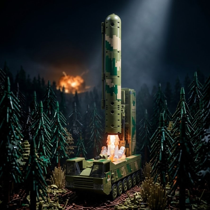 Camouflage Missile Carrier Truck Building Brick Model