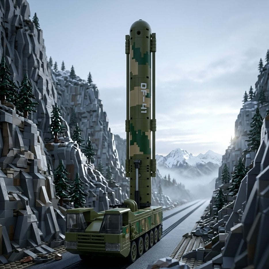 Camouflage Missile Carrier Truck Building Brick Model