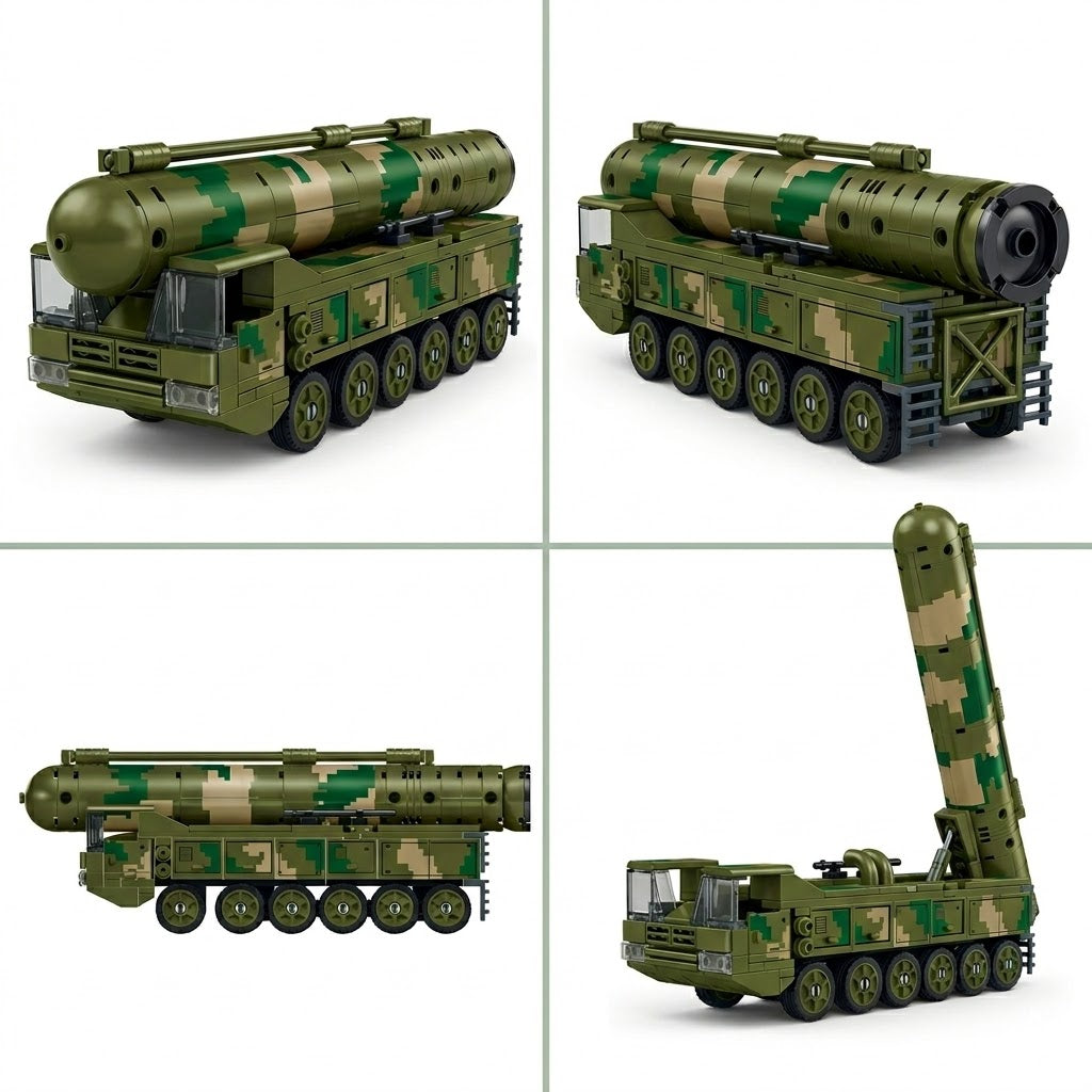 Camouflage Missile Carrier Truck Building Brick Model
