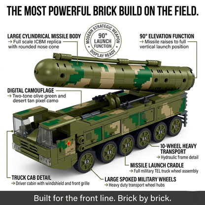Camouflage Missile Carrier Truck Building Brick Model
