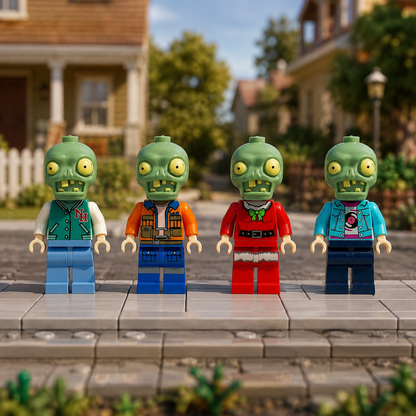Zombie Town selected figures in illustrative scene; scenery not included
