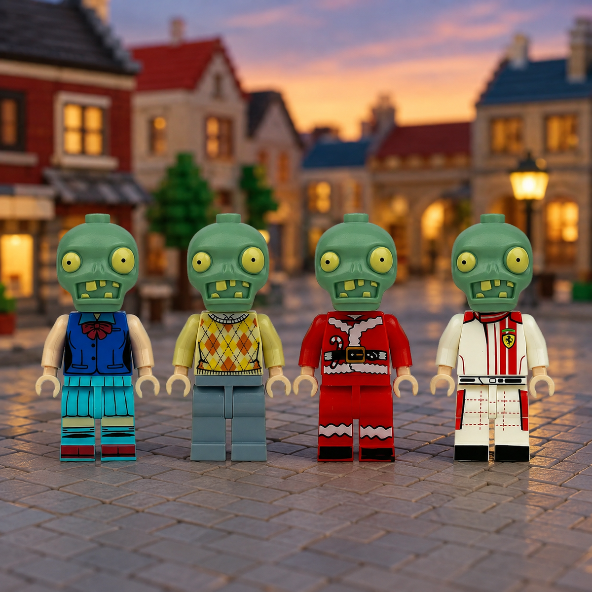Zombie Town selected figures in illustrative scene; scenery not included