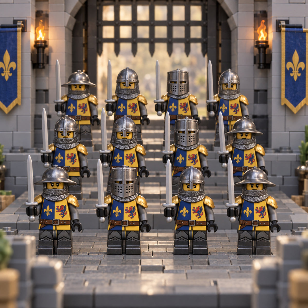 Fleur-de-Lis Castle Guard Minifigure Set, 12 Soldiers lifestyle scene B