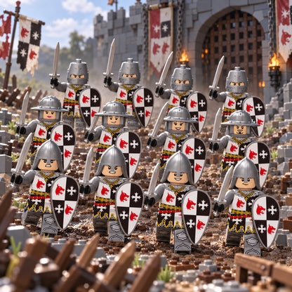 Red Wolf Crusader Minifigure Set, 12 Knights with Shields lifestyle scene A