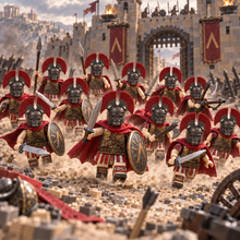 Crimson Crest Ancient Warrior Minifigure Set, 12 Soldiers lifestyle scene A