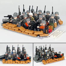 WWII German Infantry Squad Minifigure Set, 16 Soldiers with Sandbag Bunker