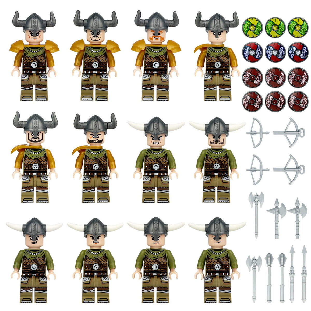 Viking Raiders Minifigure Set, 12 Warriors