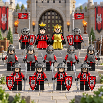 Scorpion Kingdom Knights Minifigure Set with King and Queen lifestyle scene B