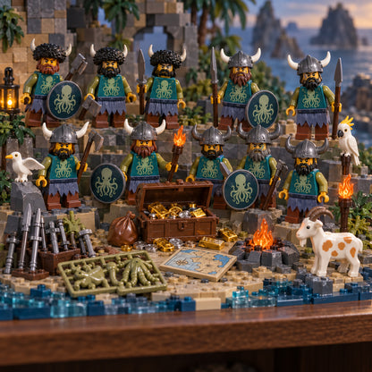 Kraken Sea Raiders Minifigure Set, 12 Warriors with Treasure lifestyle scene B