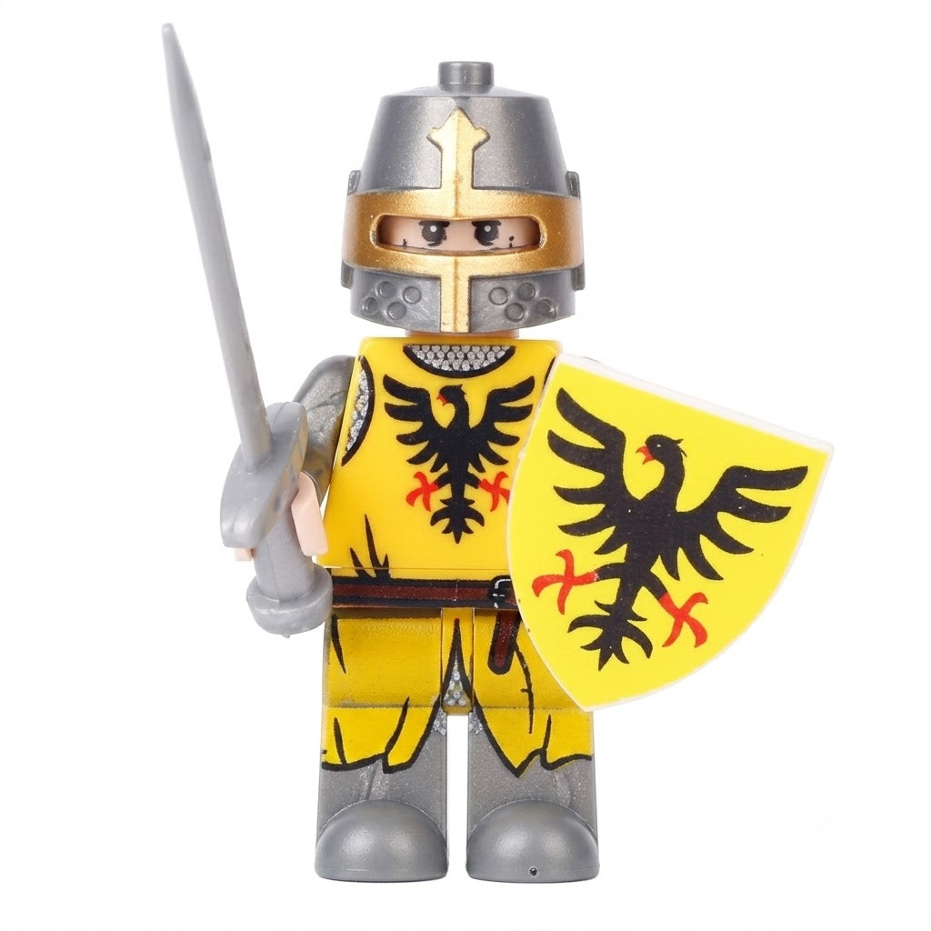 AH005 Holy Roman Knight minifigure with yellow eagle shield