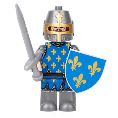 AH007 French Knight minifigure with blue fleur-de-lis shield