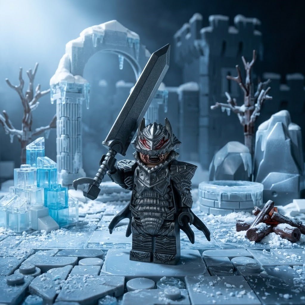 Dark Armored Berserker Knight with Sword - Brick BrosSingle Minifig