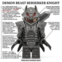 Dark armored berserker knight minifigure shown from an alternate angle with its horned helmet and cape