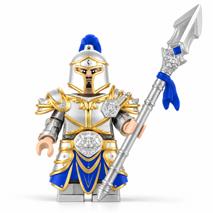 Blue Lion Guard III knight minifigure on white background