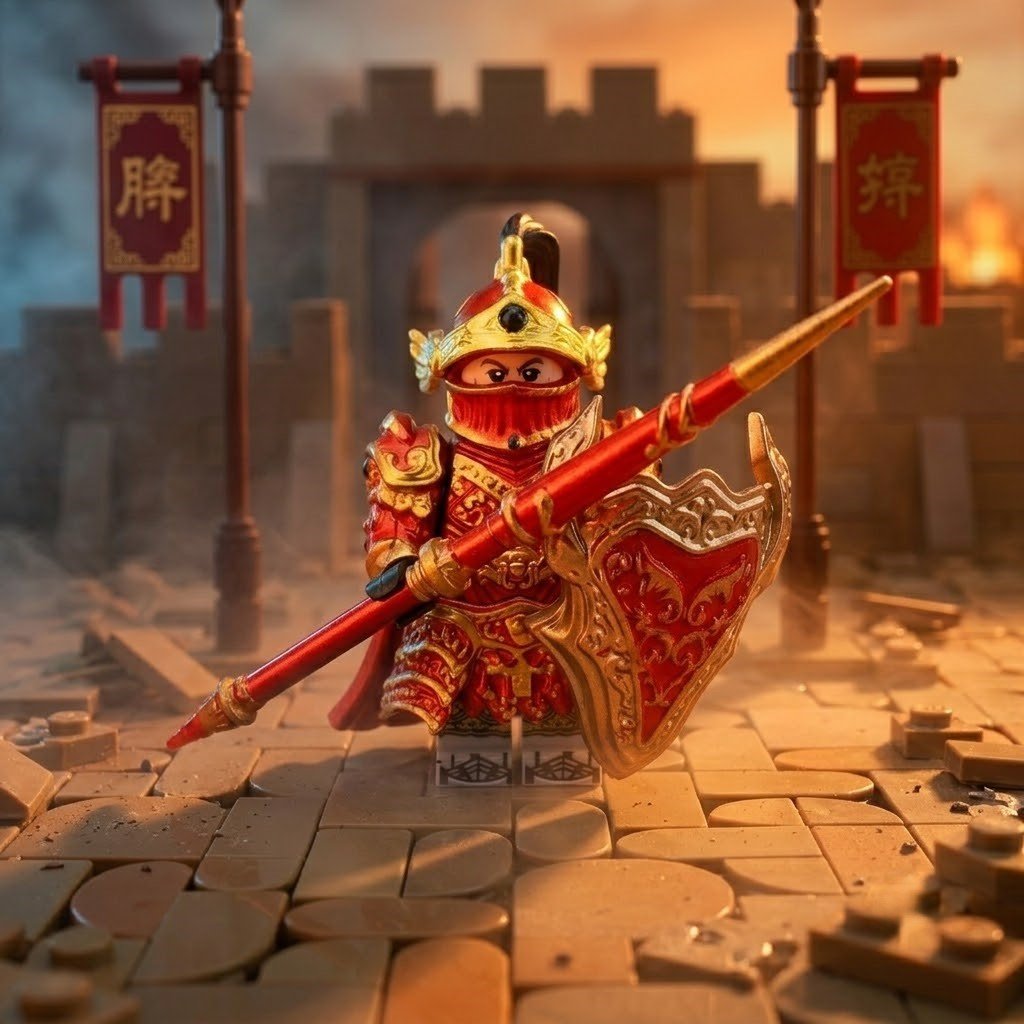 Feathered-Flame Gold Armor Lancelot with Spear and Shield Minifigure - Brick BrosKnights