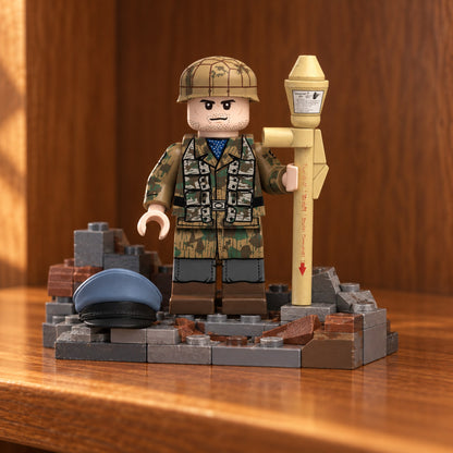 WWII Luftwaffe Field Soldier Minifigure with Anti-Tank Launcher lifestyle scene B