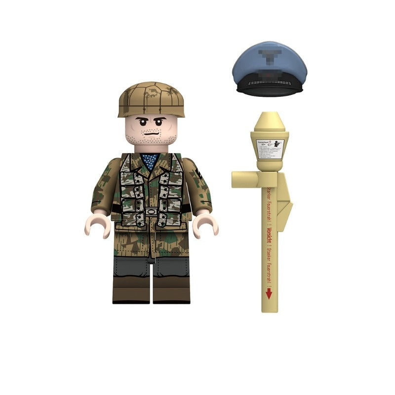 WWII Luftwaffe Field Soldier Minifigure with Anti-Tank Launcher