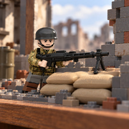 WWII German Paratrooper Minifigure with MG42 full lifestyle scene 2
