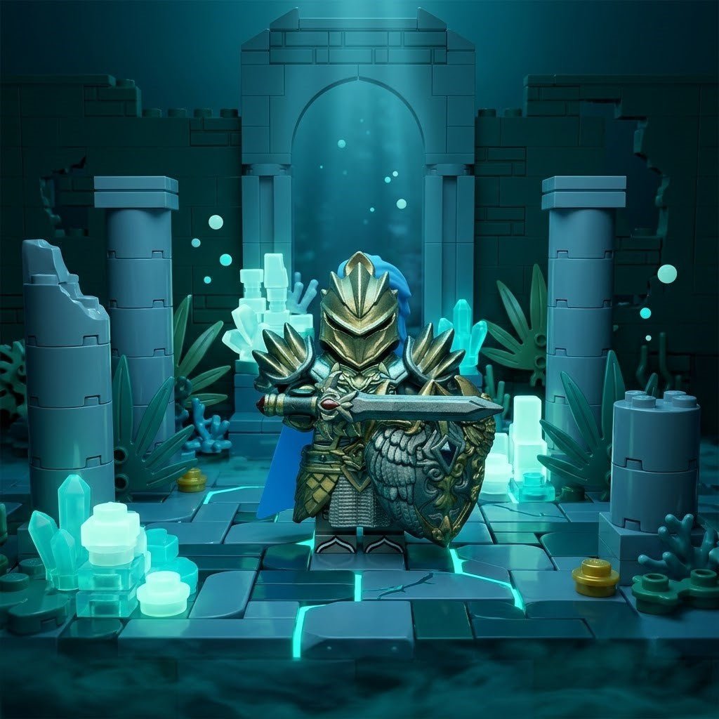 Winged Gold-Armored Lancelot with Ornate Sword and Shield Collection - Brick BrosKnights