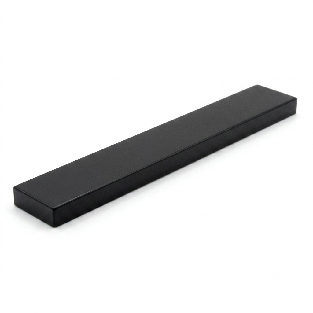 Black 1x8 smooth building tile on a white background